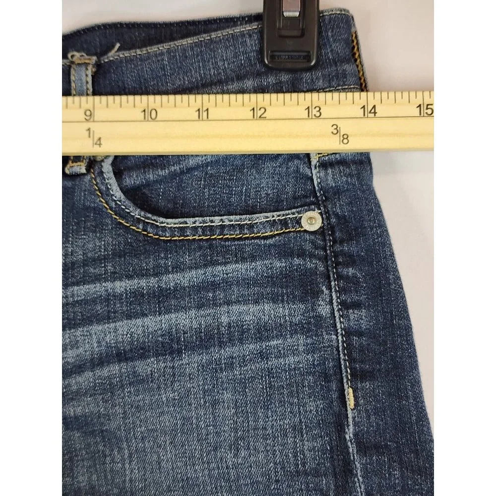American Eagle Jean Shorts Womens Size 2 Blue Denim Stretch Embroidered Pockets - Picture 4 of 12